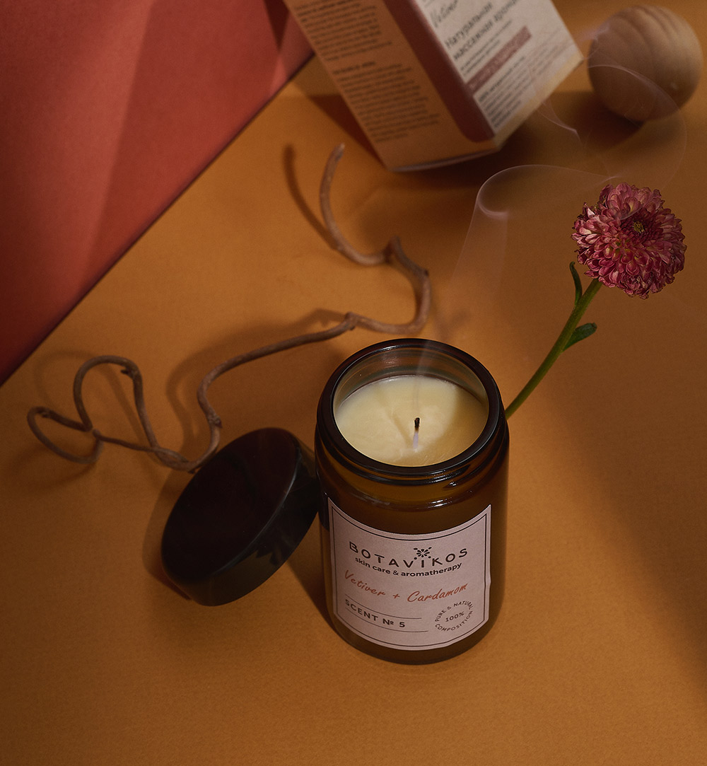 Scent №5. Ветивер + Кардамон. Аромасвеча.