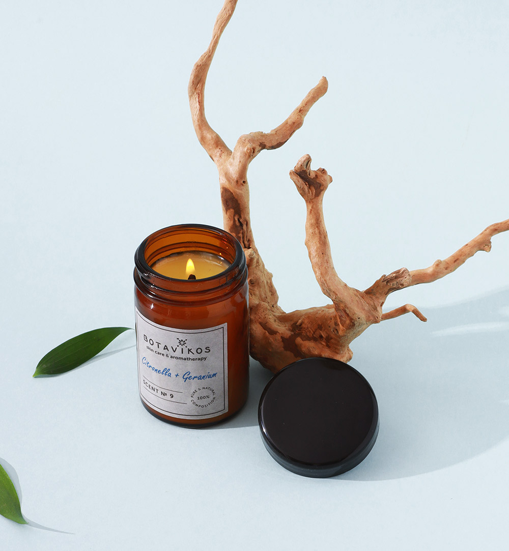 Scent № 9. Аромасвеча-репеллент против комаров "Цитронела + Герань"