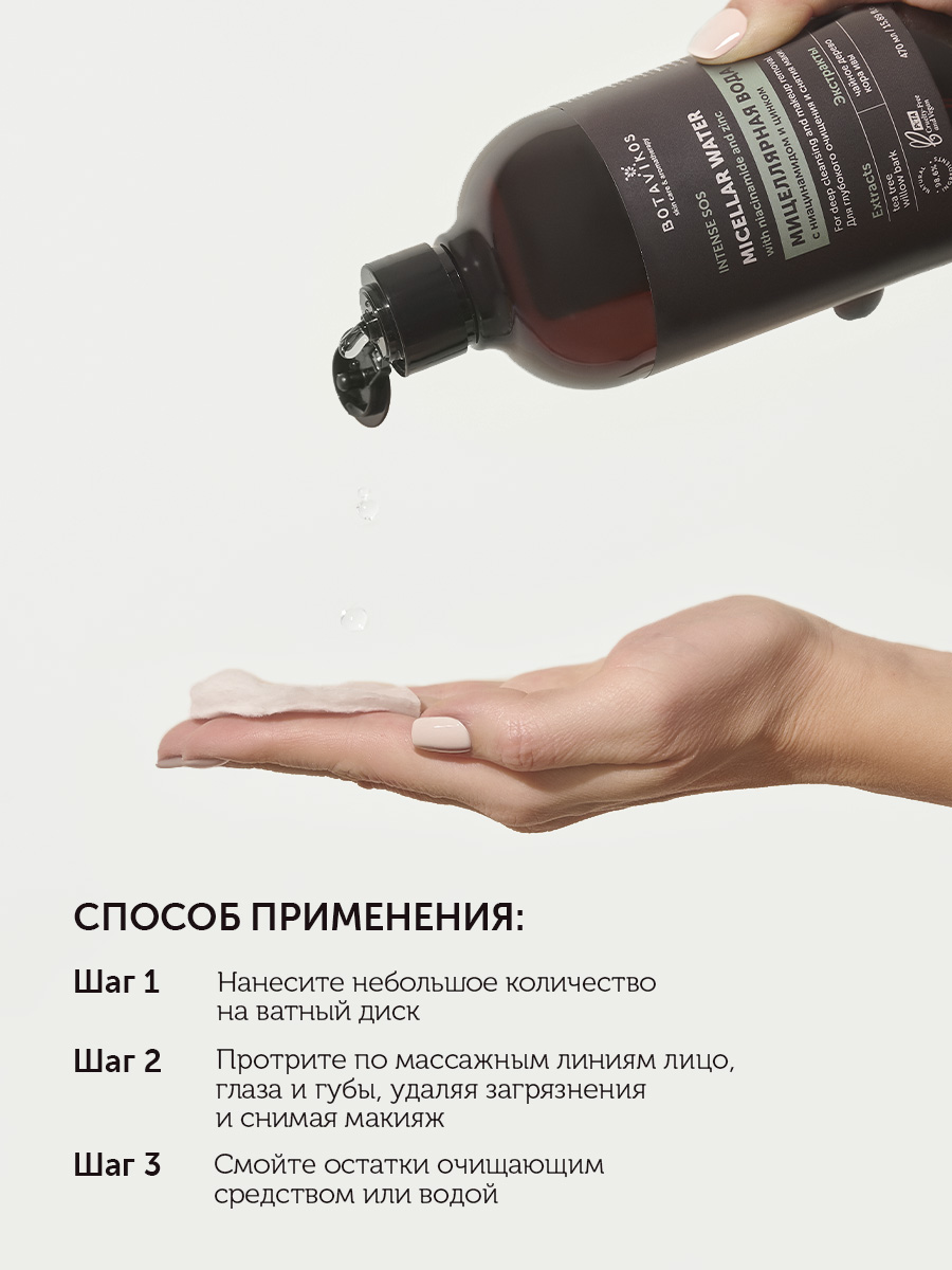 Мицеллярная вода с ниацинамидом и цинком для глубокого очищения и снятия макияжа INTENSE SOS