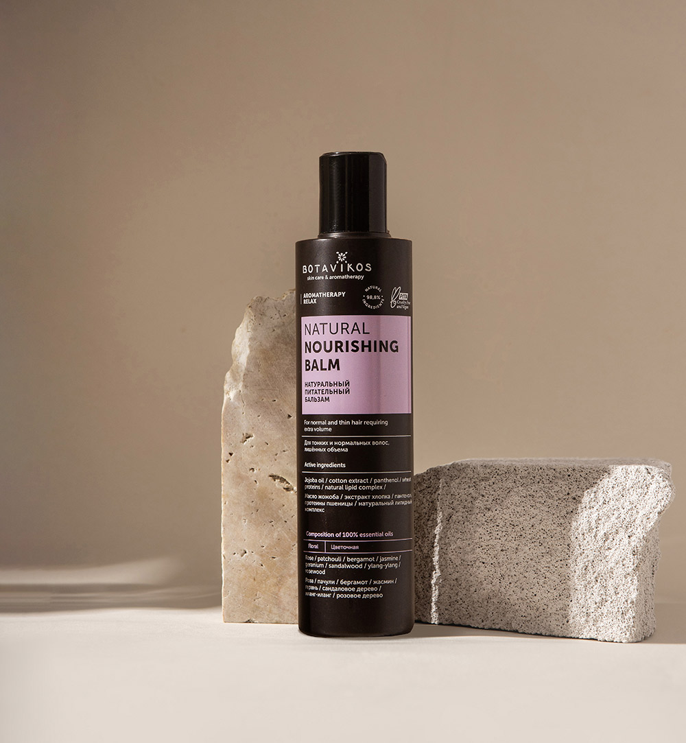 Натуральный питательный бальзам Aromatherapy Relax для тонких и нормальных волос, лишенных объема