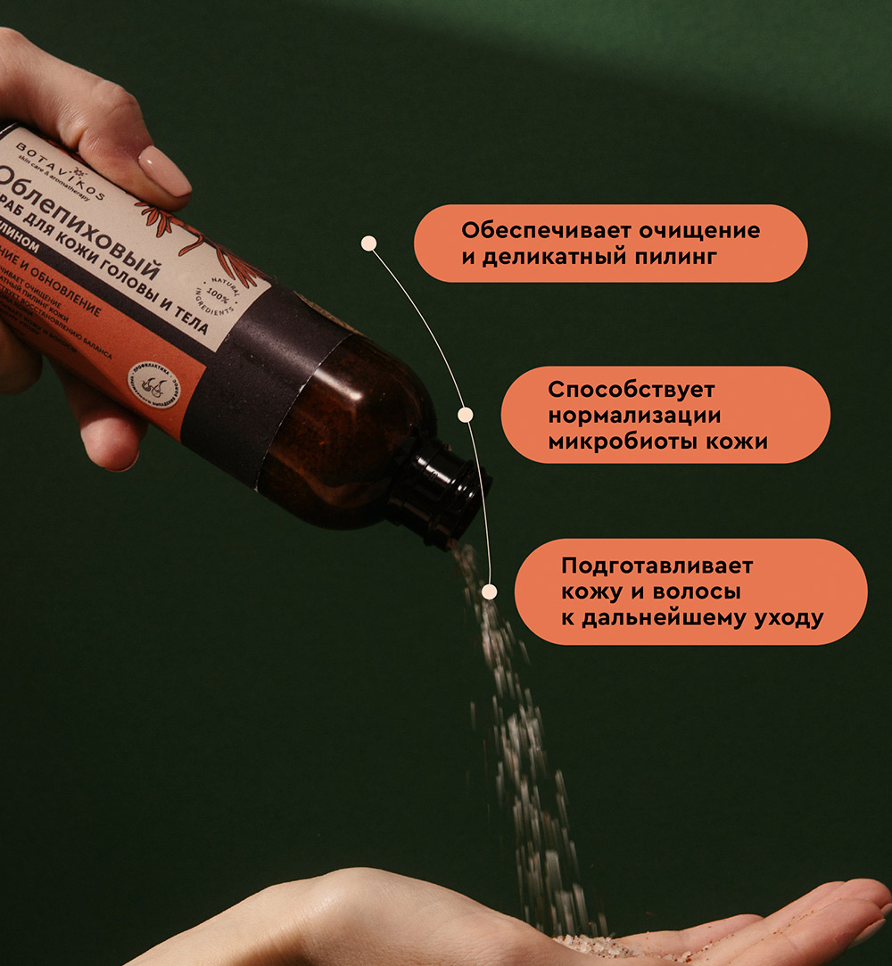 Облепиховый скраб для кожи головы и тела с Инулином